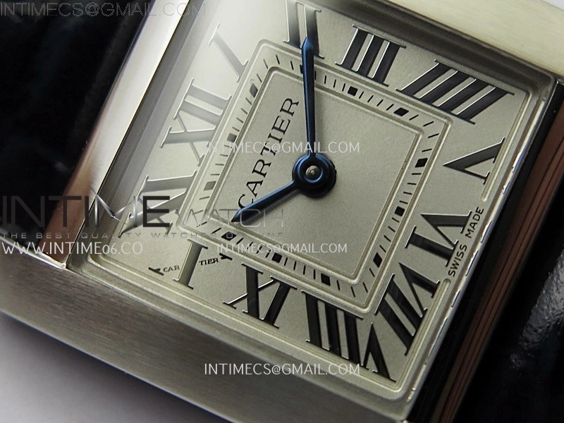 Tank Francaise Ladies 21.2mm SS 8848F 1:1 Best Edition Silver Dial on Black Leather Strap Ronda Quartz V2